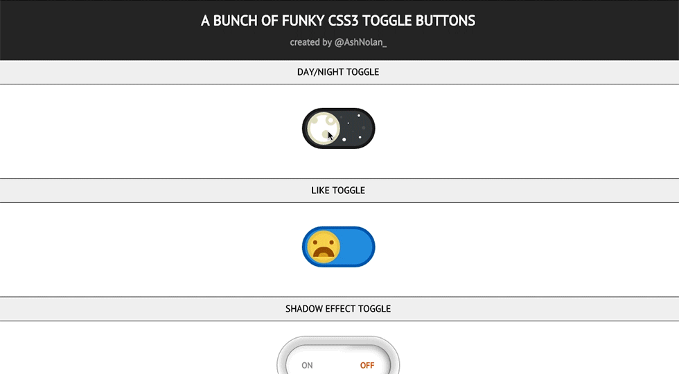 Animated image of one of the toggle examples